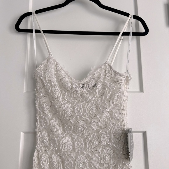 Retrofete Landy Sheer Lace Faux Pearl Adorned Maxi Dress White NEW with tag - Picture 4 of 14